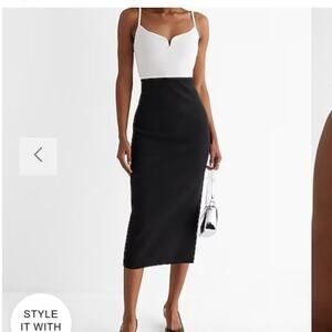 Express Body Contour Color Block V-Wire Sleeveless Midi Sweater Dress Size Large